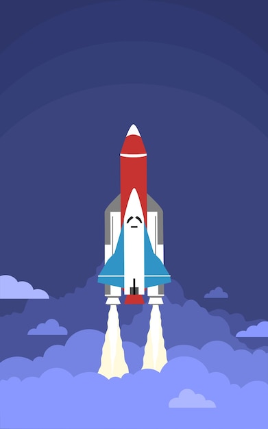 Rocket launch astronomy vector background