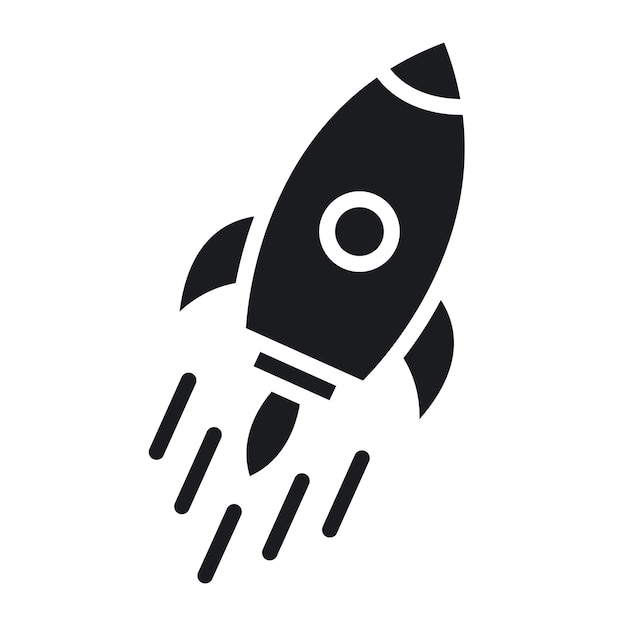 Rocket launch icon set start ship vector symbol space shuttle sign spaceship icon