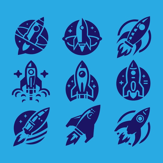 Rocket launch icon set