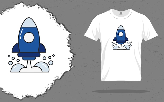 Rocket launch illustration design for t shirt printing