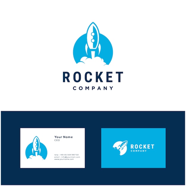 Modello di progettazione di logo dell'illustrazione del lancio del razzo