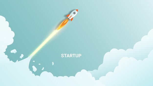 Rocket launch for startup business concept