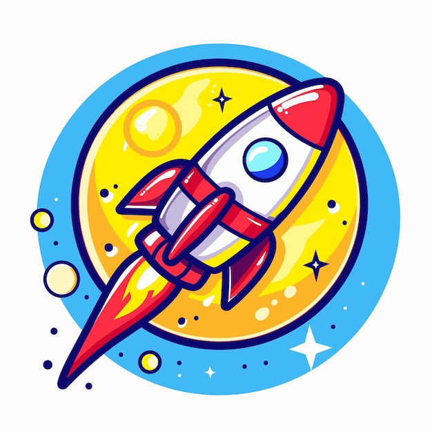 Rocket launching cartoon flat vector illustration startup concept icon design