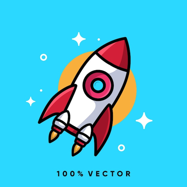 Rocket launching cartoon icon vector illustration