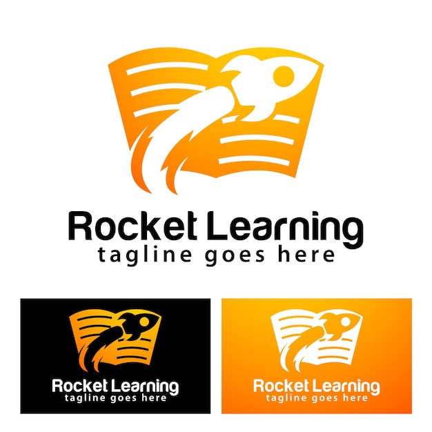 Rocket learning logo design template