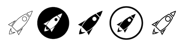 Rocket line art illustration. Spaceship launch vector icon. Isolated vector symbol.