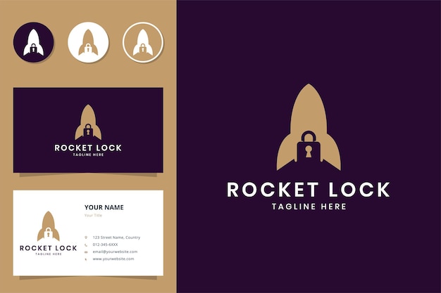 Rocket lock negative space logo design