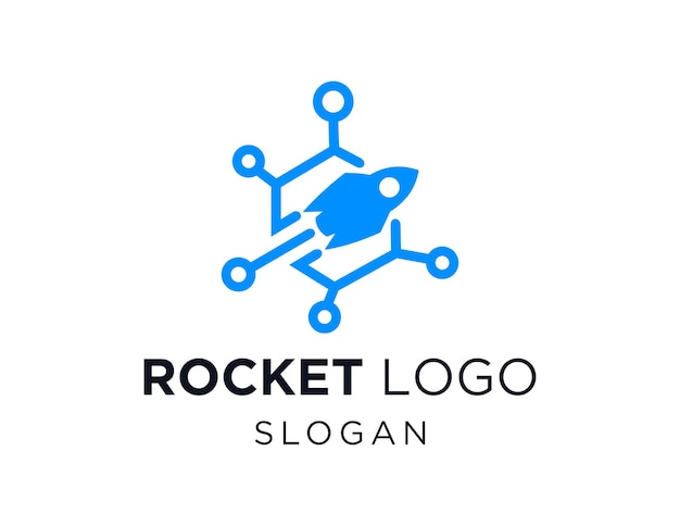 Дизайн логотипа ракеты, созданный с помощью приложения Corel Draw 2018 с белым фоном