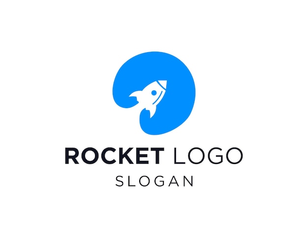 백색 배경으로 Corel Draw 2018 응용 프로그램을 사용하여 만들어진 로켓 로고 디자인