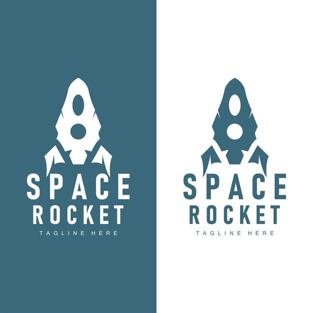 Vector rocket logo eenvoudig ontwerp silhouet merk ruimtevaartuig minimalistische illustratie sjabloon