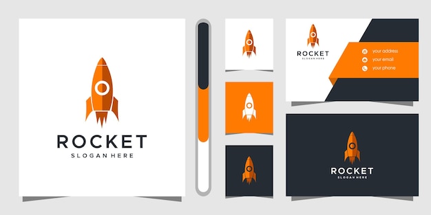 Rocket logo-ontwerp en visitekaartje.