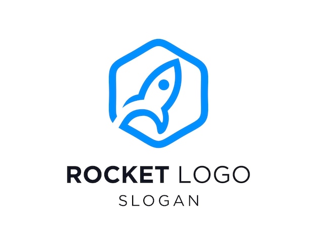 Rocket logo ontwerp gemaakt met behulp van de Corel Draw 2018 applicatie met een witte achtergrond