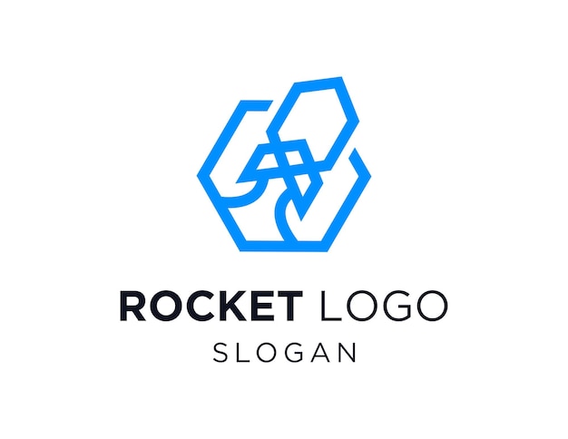 Rocket logo ontwerp gemaakt met behulp van de Corel Draw 2018 applicatie met een witte achtergrond