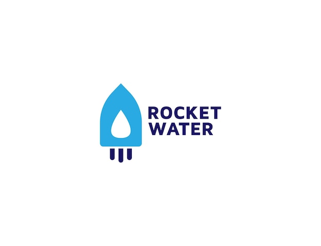 Rocket logo with water drop illustration