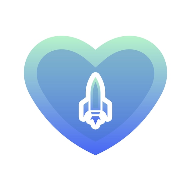 Элемент значка шаблона градиента логотипа rocket love