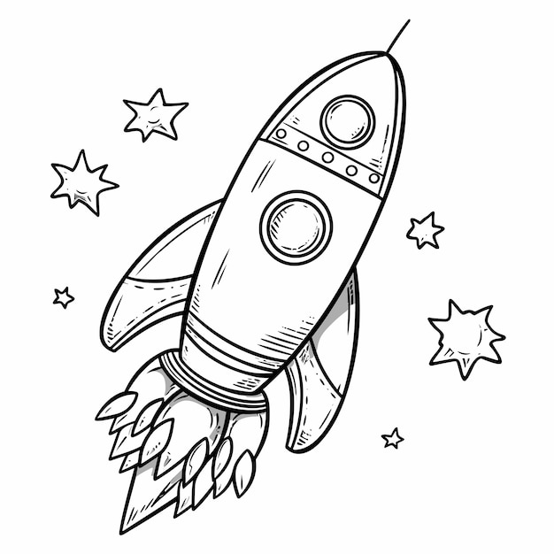 rocket lunch out to the space rocket background in flat style start up concept