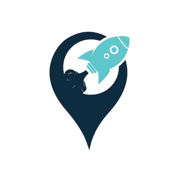 Rocket and map pointer logo design