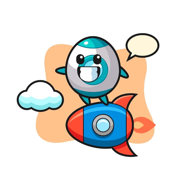 Vector rocket mascot character riding a rocket  cute style design for t shirt sticker logo element