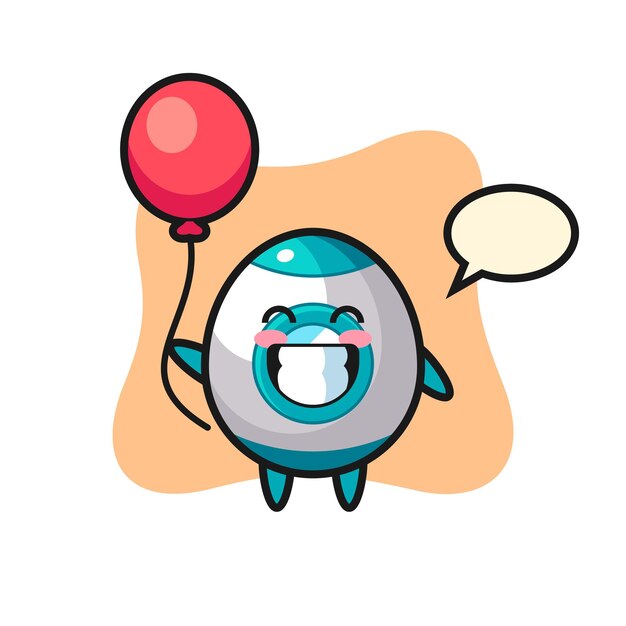 Rocket mascot illustration is playing balloon , cute style design for t shirt, sticker, logo element