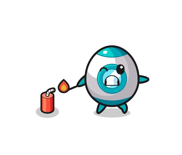 Rocket mascot illustration playing firecracker  cute design