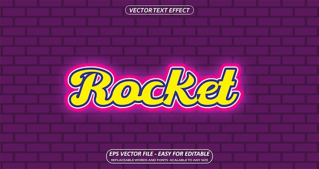 rocket modern retro editable text effect banner sticker