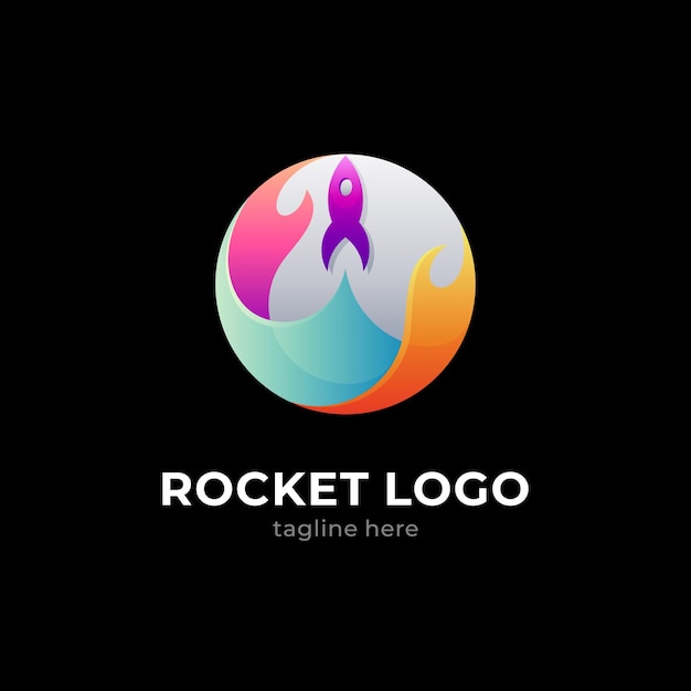 Rocket and moon logo