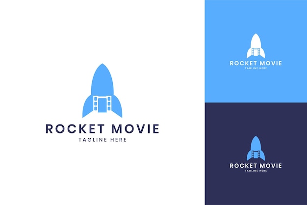 Rocket movie negative space logo design