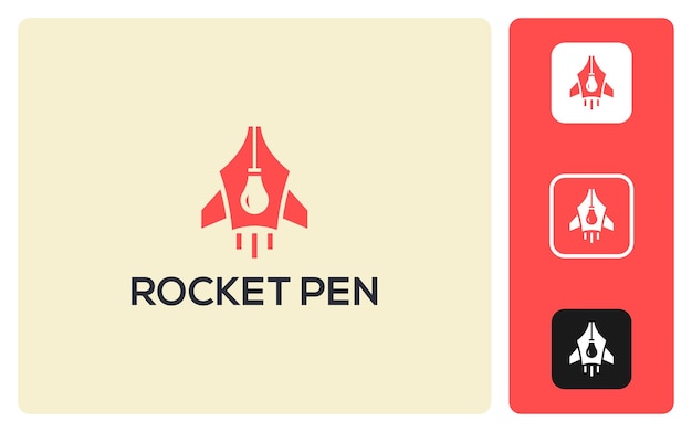 Vector rocket pen idea premium logo