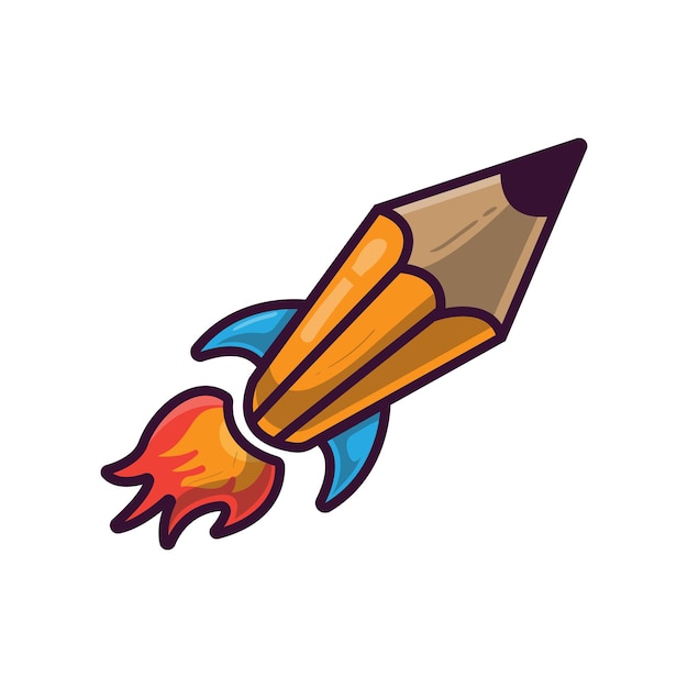 Rocket pencil cartoon illustration