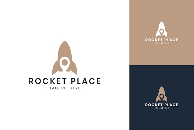 Rocket place spazio negativo logo design