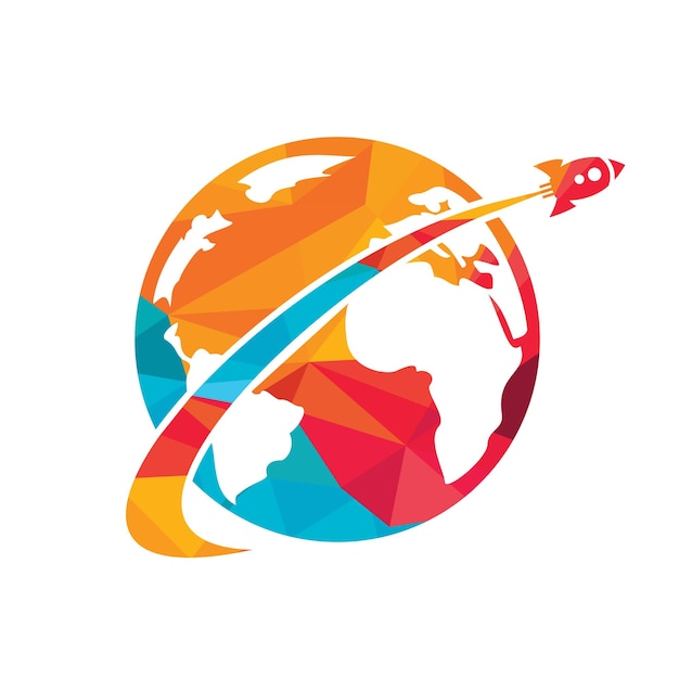 Rocket planet vector logo design