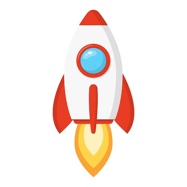 Rocket ship in a cartoon style isolated on white background