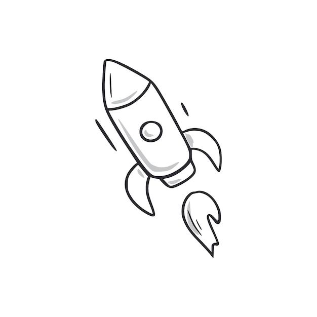 Rocket ship doodle Rocket ship handgetekend schets stijl icoon Start up space doodle getekend concept