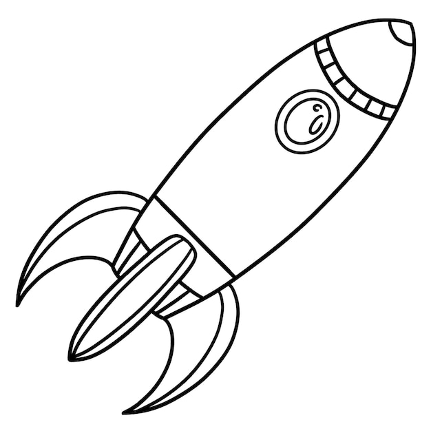 Rocket Ship Isolated Coloring Page for Kids