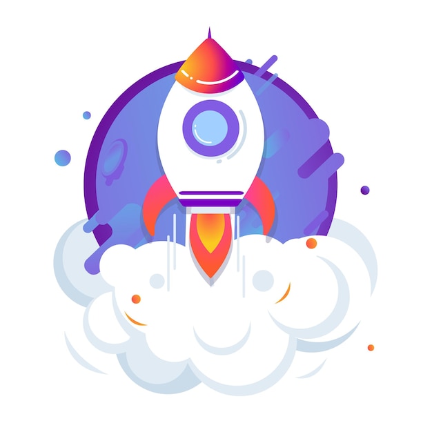 Vector rocket ship launch. concept of business project. start up vector illustration