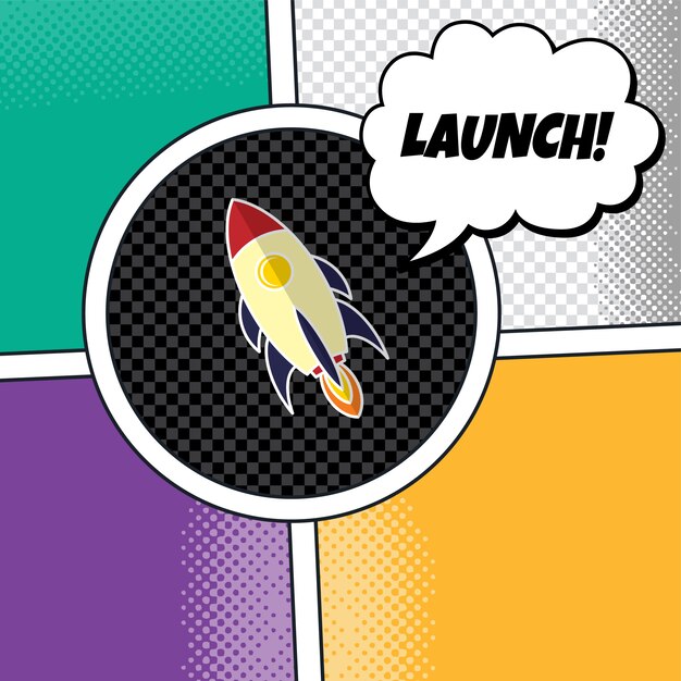 rocket ship launch theme vector art illustration