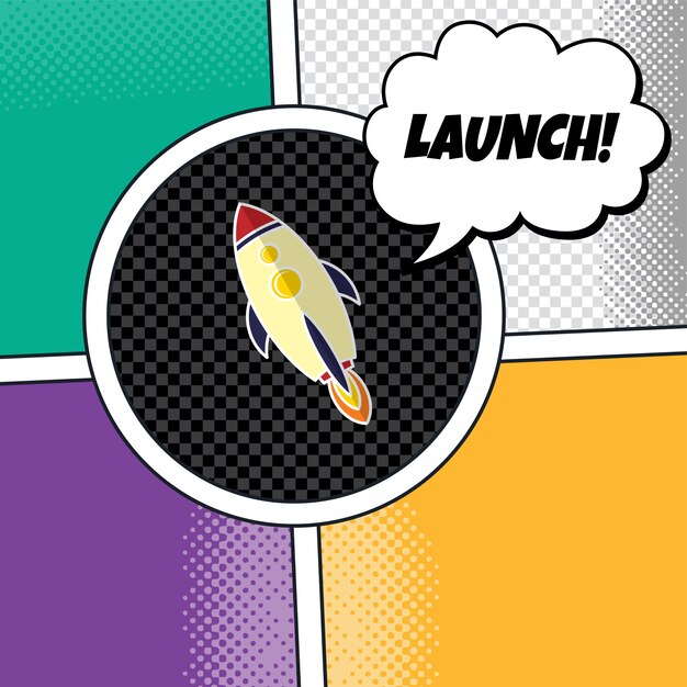 rocket ship launch theme vector art illustration