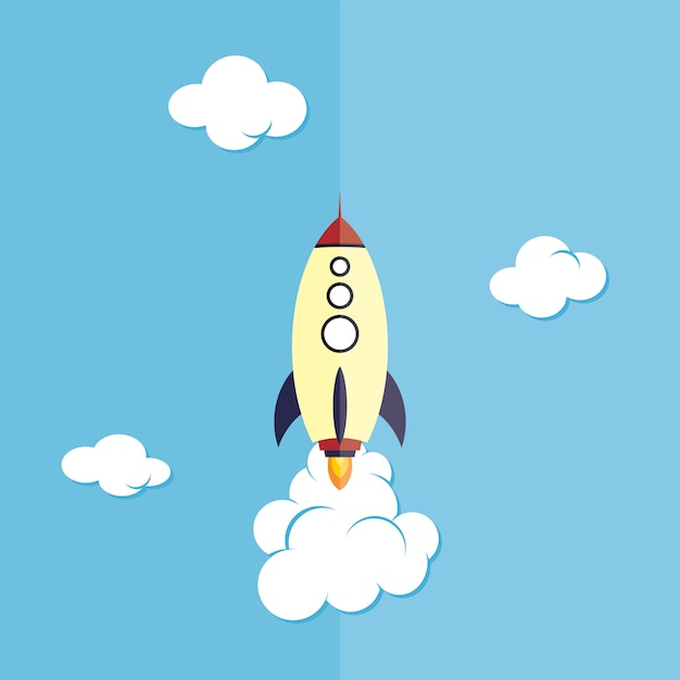 Vector rocket ship launch theme vector art illustration