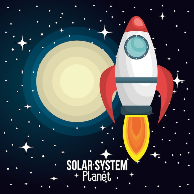 rocket ship solar system isolated