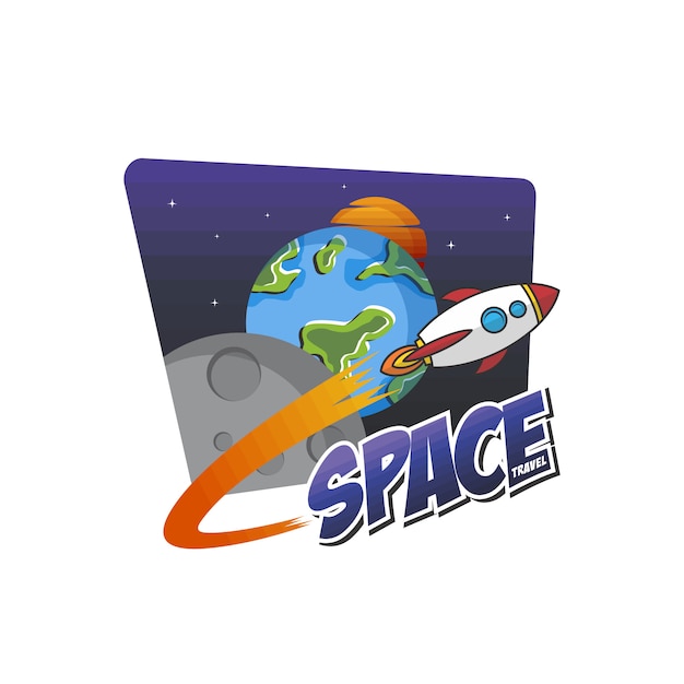 Rocket ship space travel vector art illustration