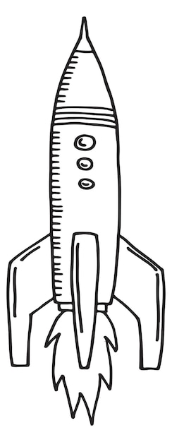 Rocket sketch Hand drawn spacecraft Shuttle launch