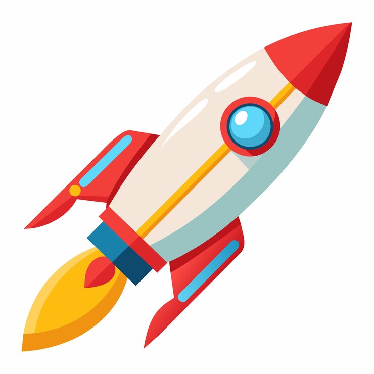 Vector rocket space launch spacecraft astronaut exploration vector illustration icon