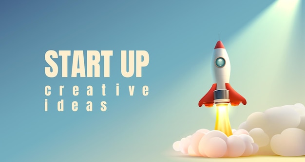 Rocket space startup creative idea cover landing page web site vector