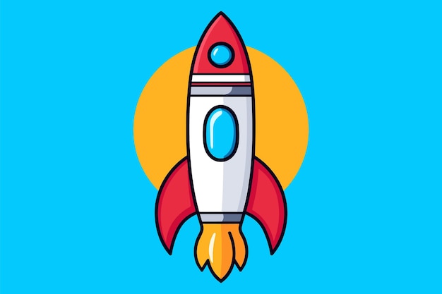 Rocket spaceship cartoon vector icon illustration An isolated flat science technology concept