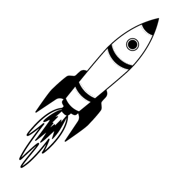 Rocket spaceship flying Cartoon flat vector illustration