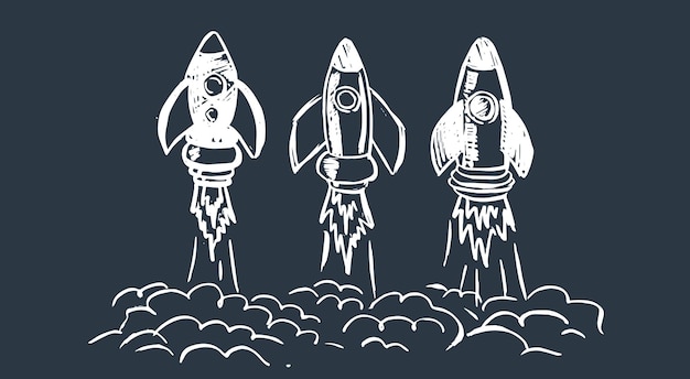 Rocket spaceship hand drawn vector illustration