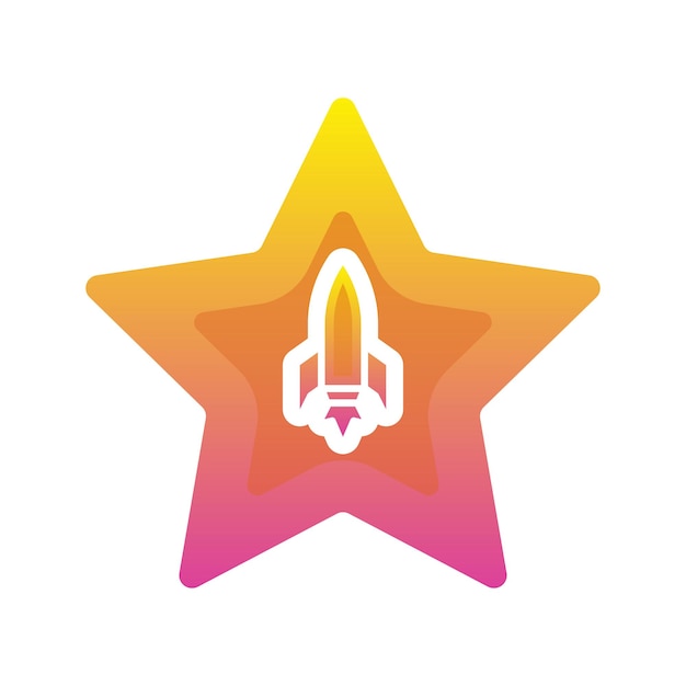 Rocket star logo gradient design template icon element