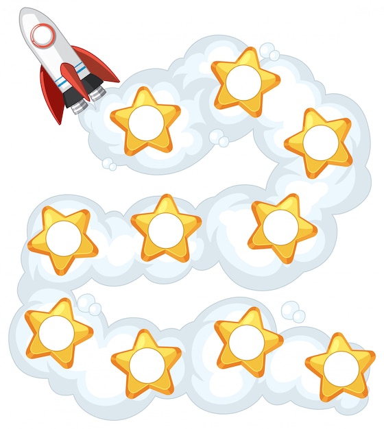 Rocket and stars in a daisy chain format for maths or worksheet