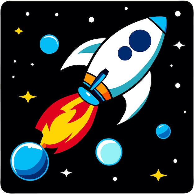 Vector rocket and stars vector illustration