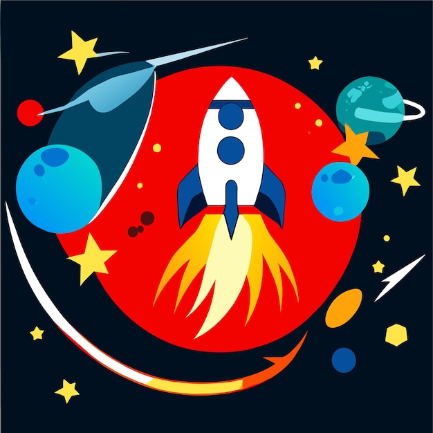 Vector rocket and stars vector illustration